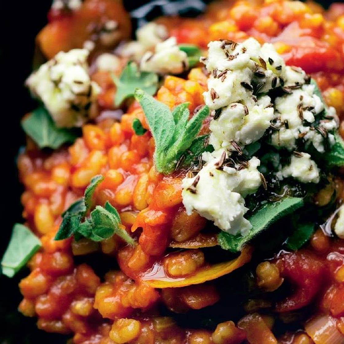 Barley Risotto with Marinated Feta