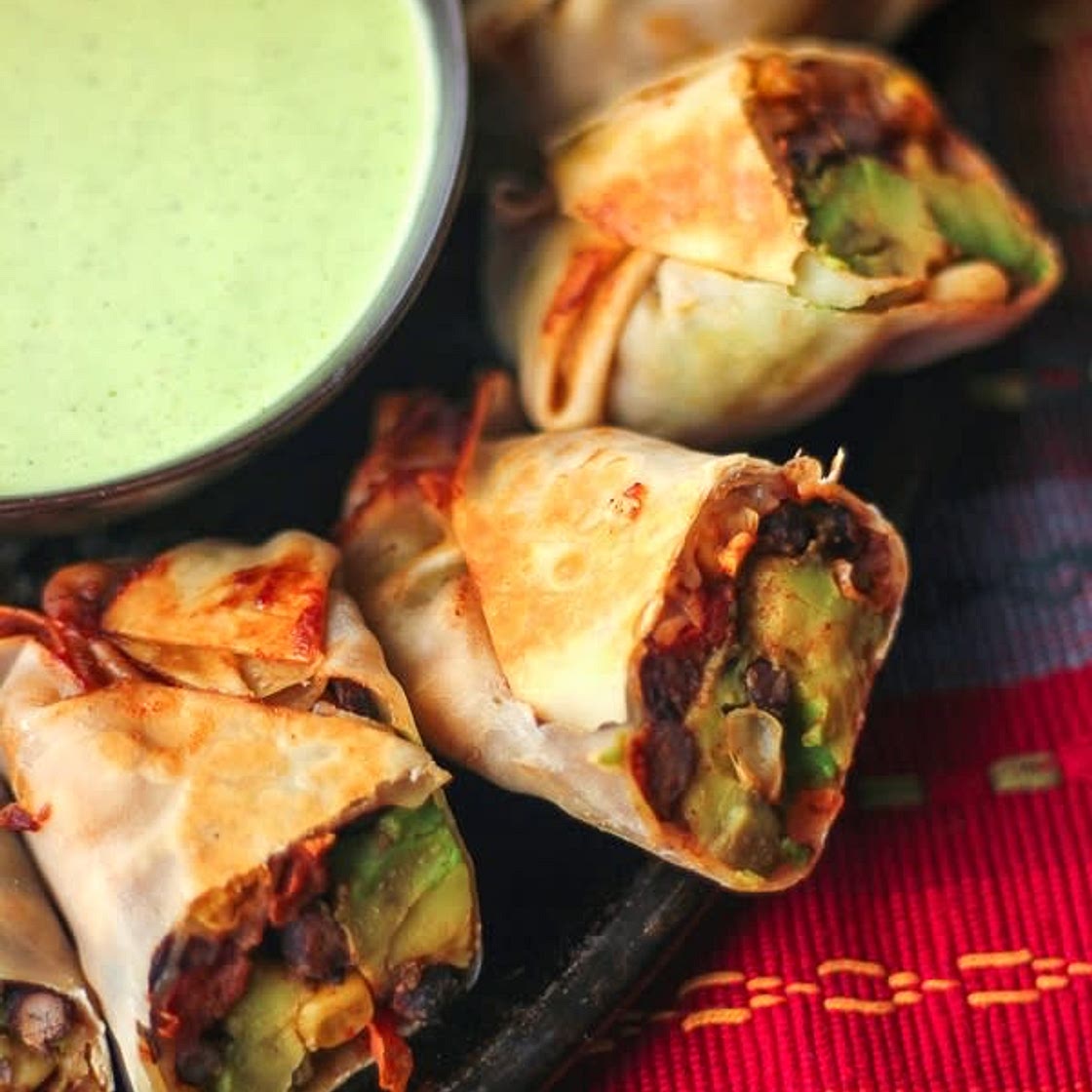 Savory Steak and Guacamole Egg Rolls