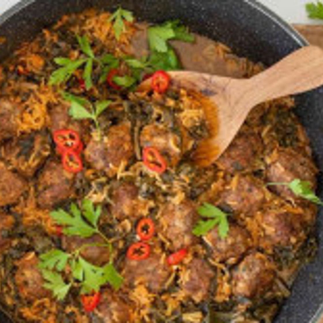 MEATBALLS IN SPANAKORIZO