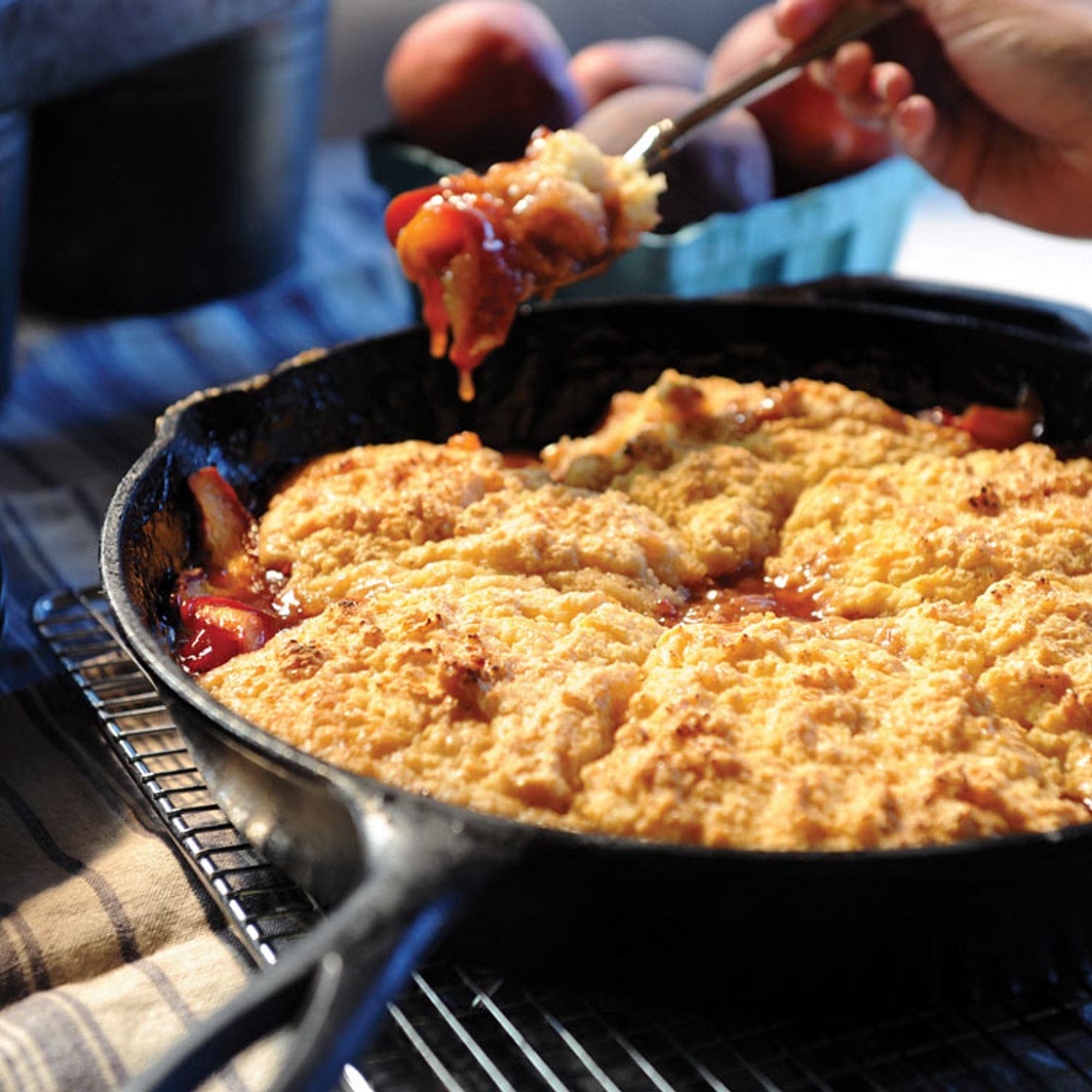 Smoky Bourbon Peach Cobbler