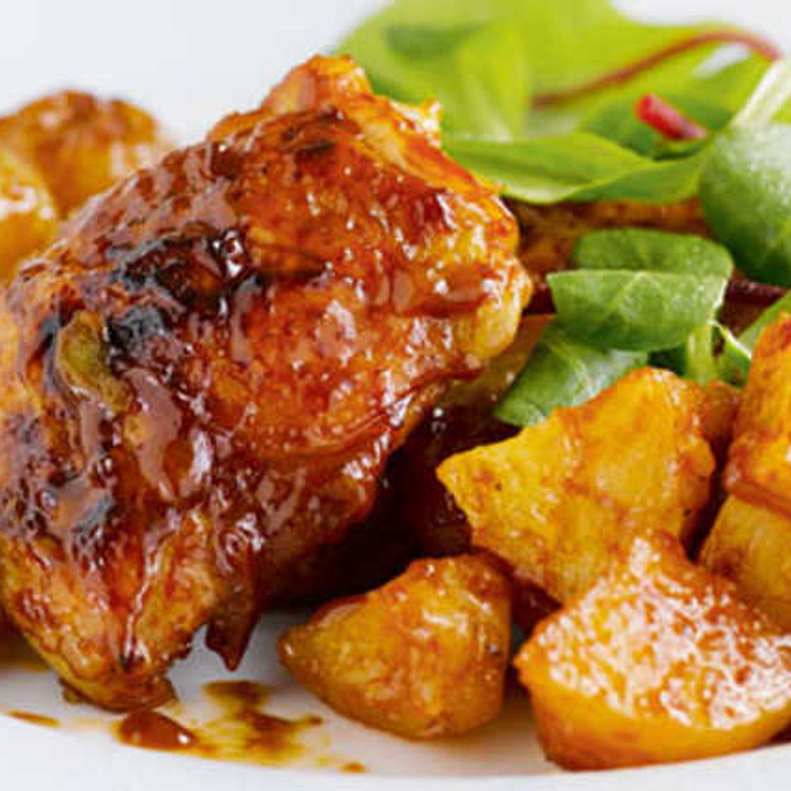 Sticky chicken traybake