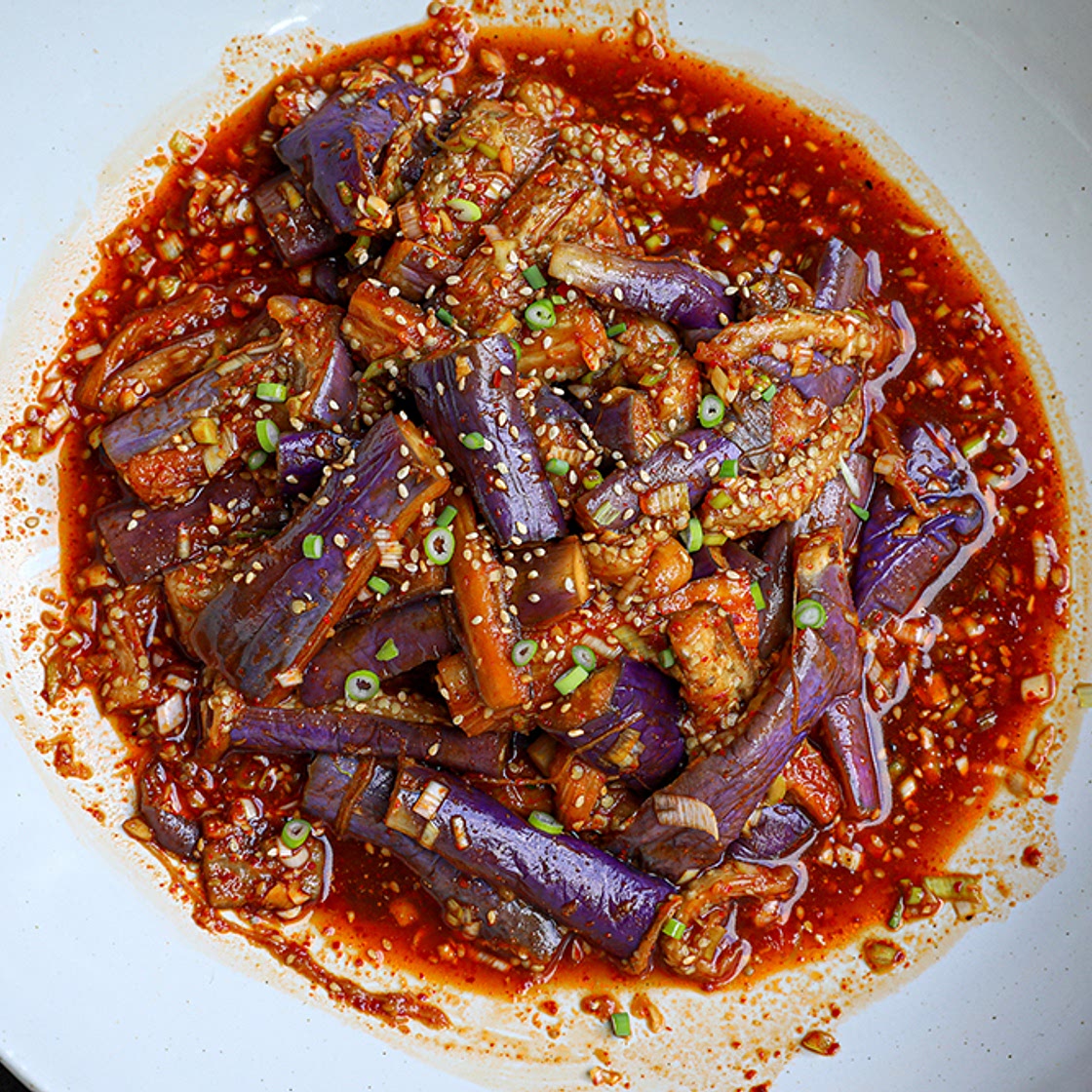 Korean Spicy Garlic Eggplant