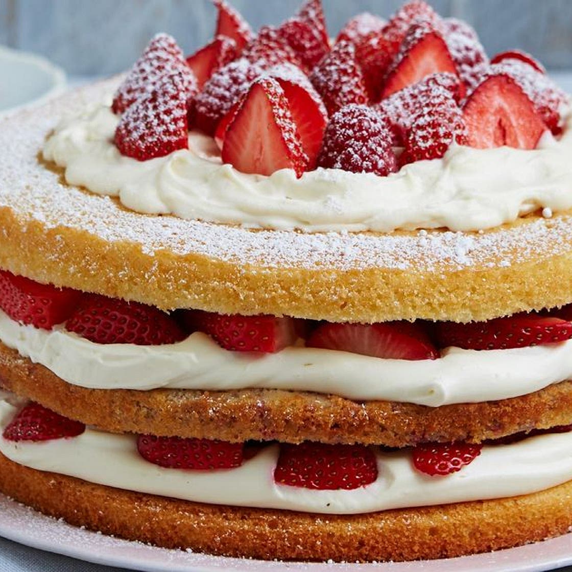 Triple-layer berry Victoria sponge