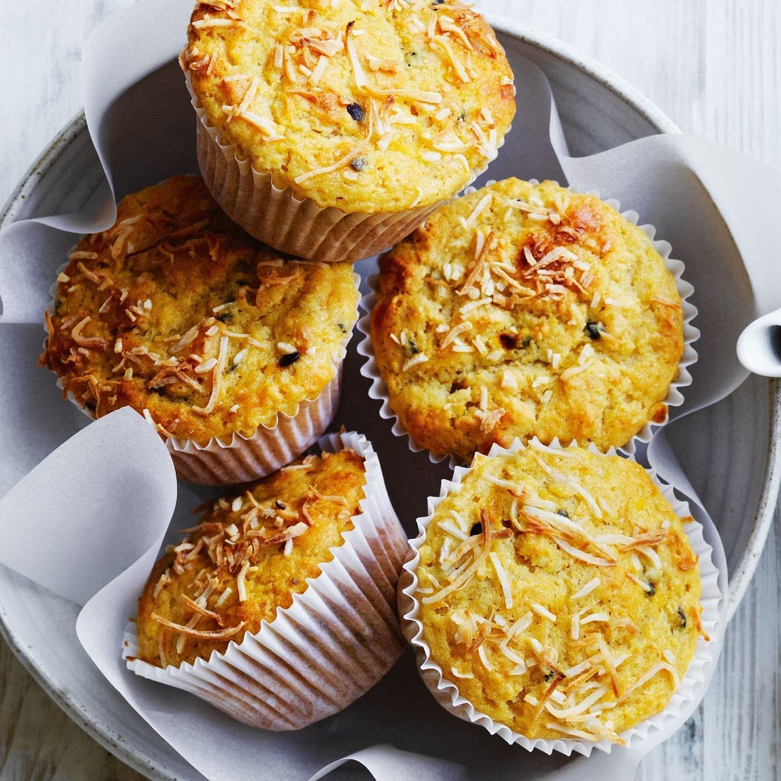 Passionfruit and coconut muffins
