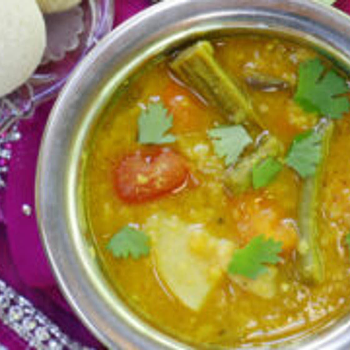 Instant Pot Sambar (Indian Split Pigeon Pea and Vegetable Soup)