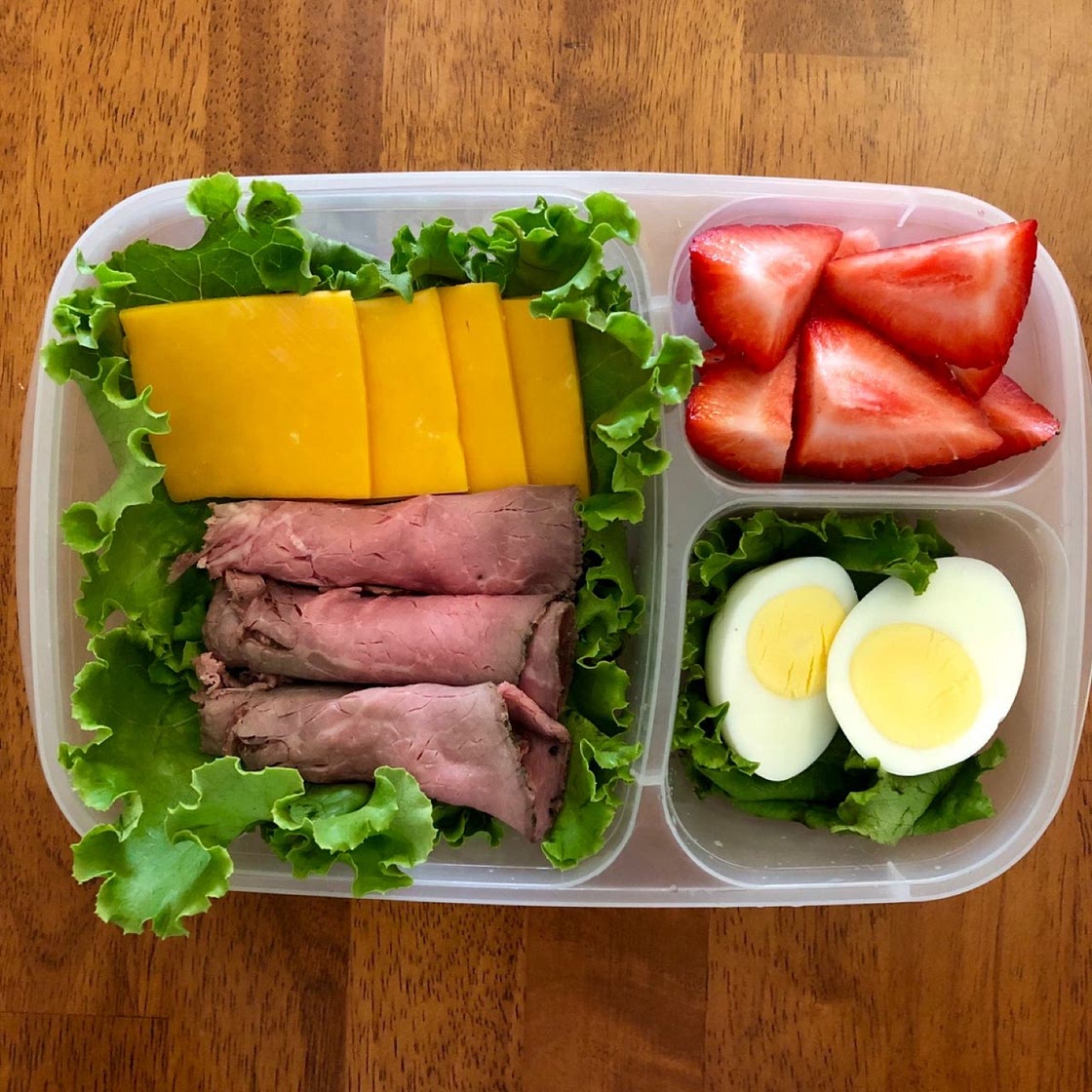Roast Beef, Cheese, Egg and Strawberries