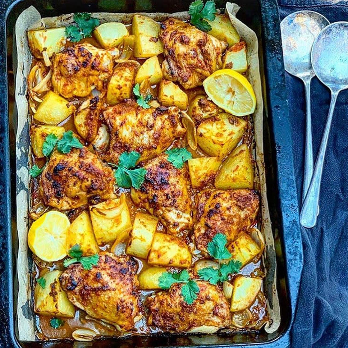 Chicken tikka tray bake 