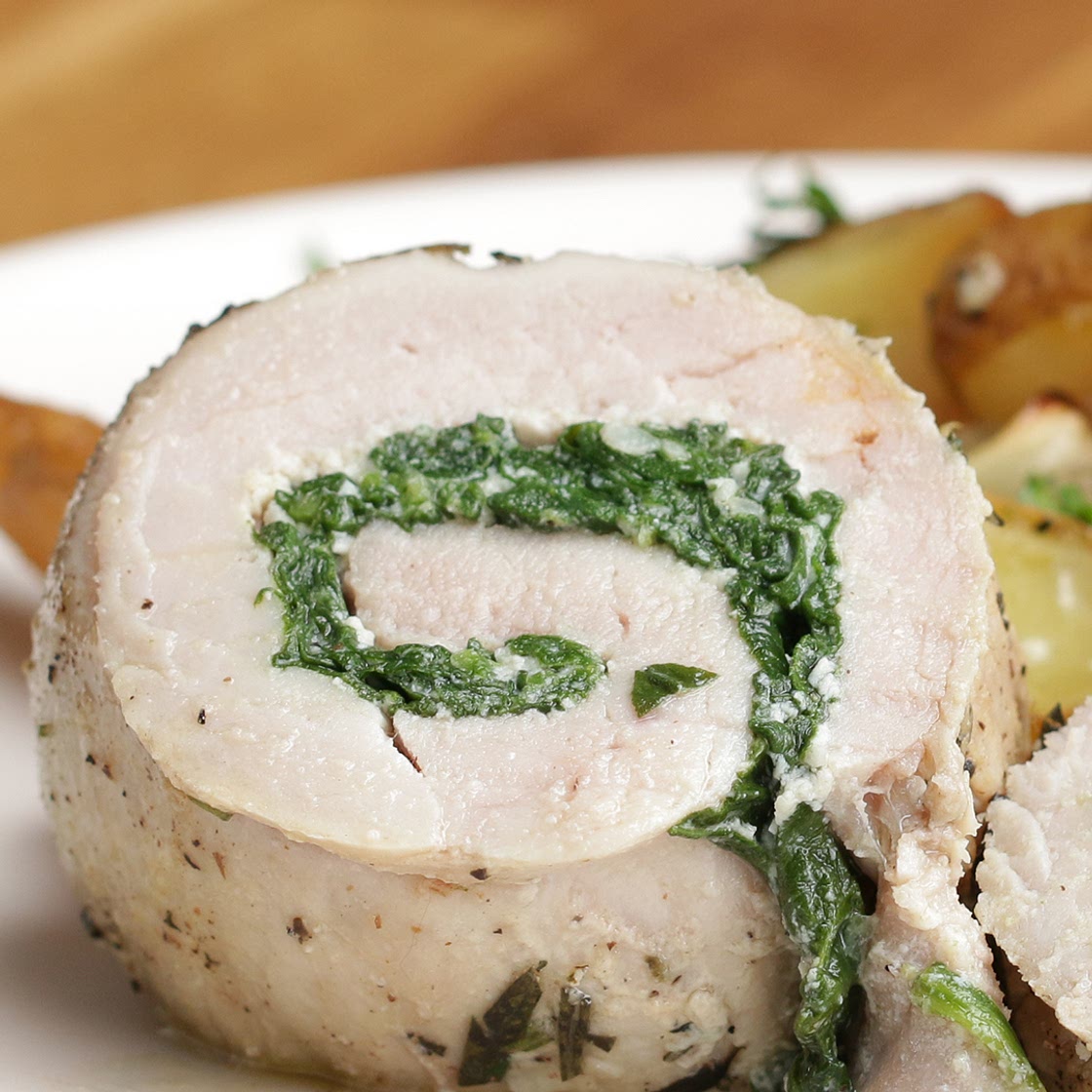 Spinach And Cheese Pork Roll Recipe by Tasty