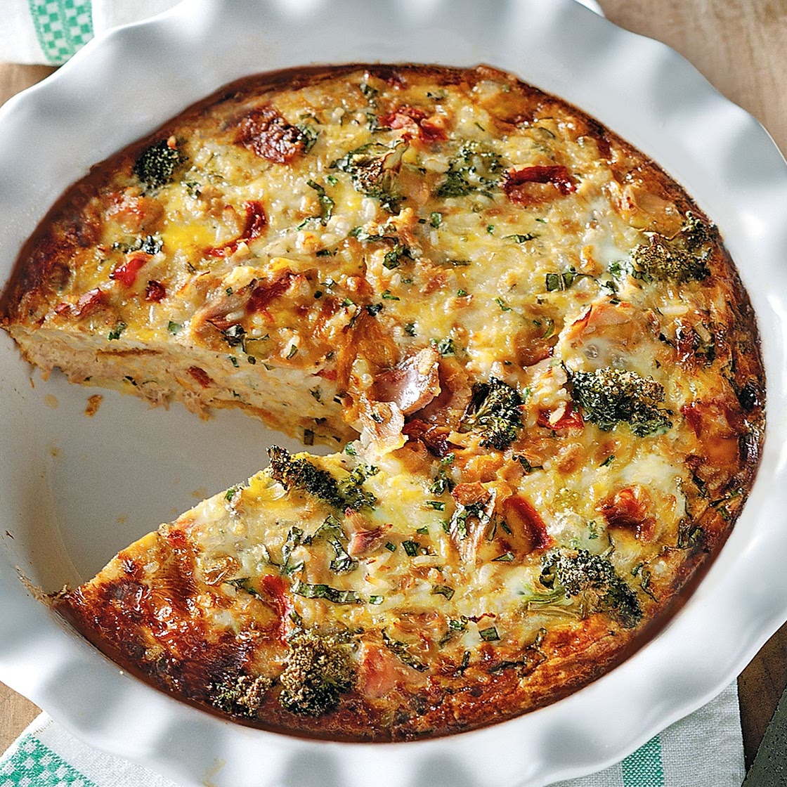 Broccoli and tuna rice pie