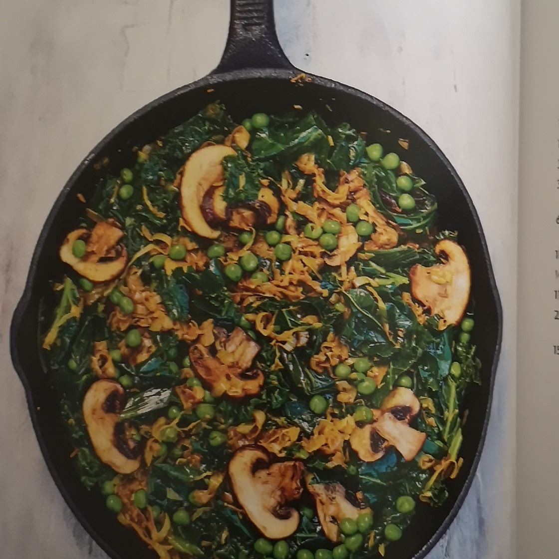Leek, mushroom and kale subji