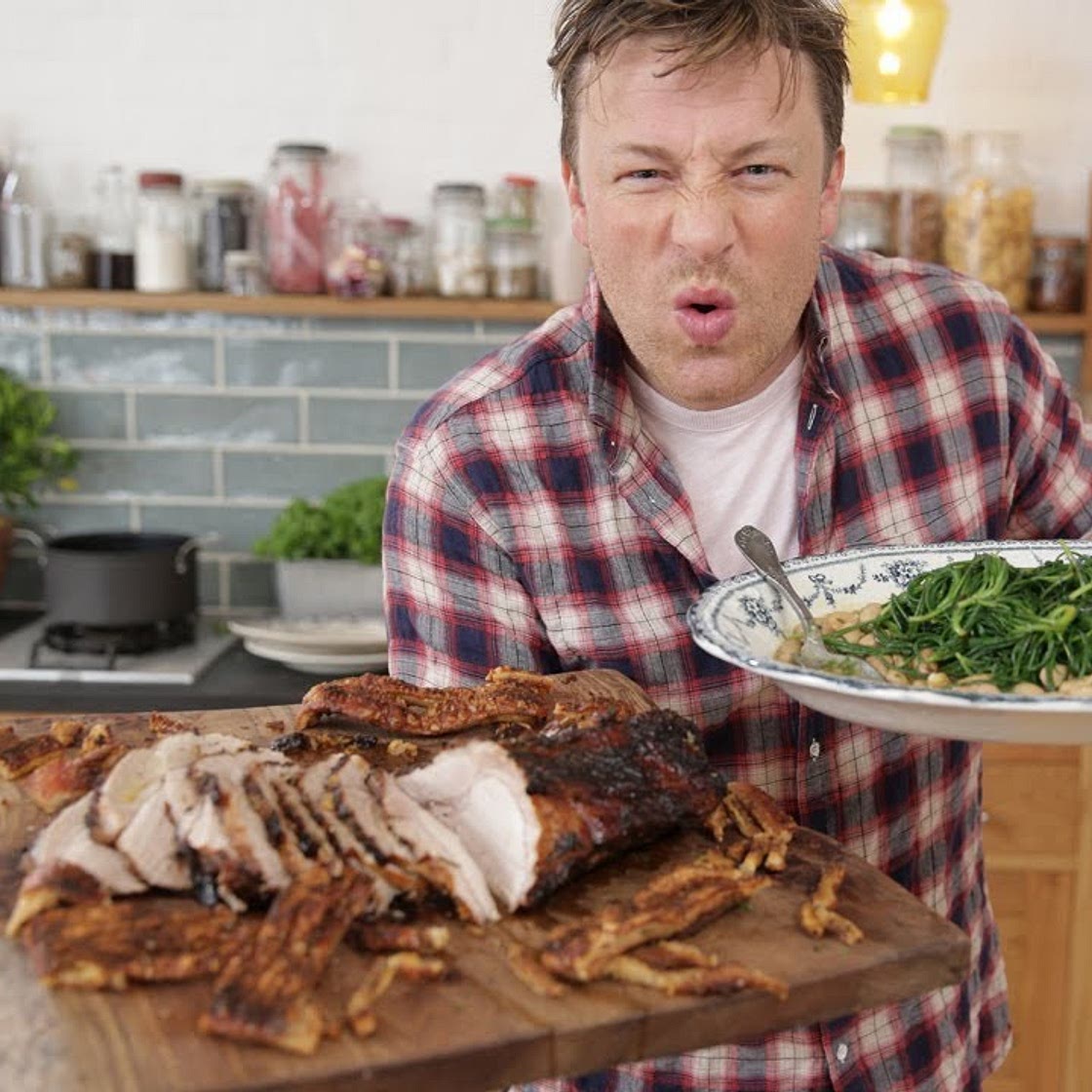 Jamie Oliver's Oozy Beans to go with the Perfect Pork