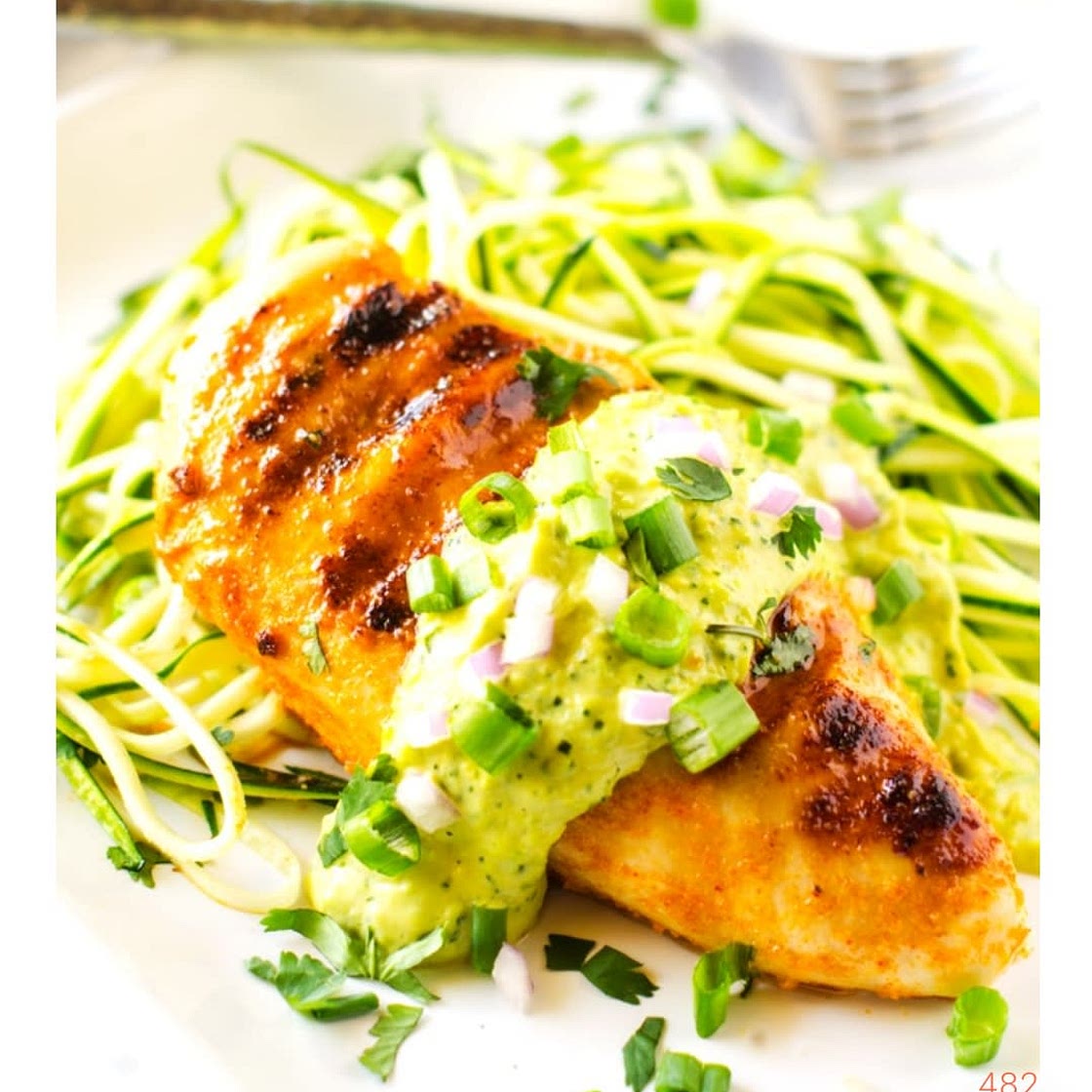 Smokey chicken and avocado sauce