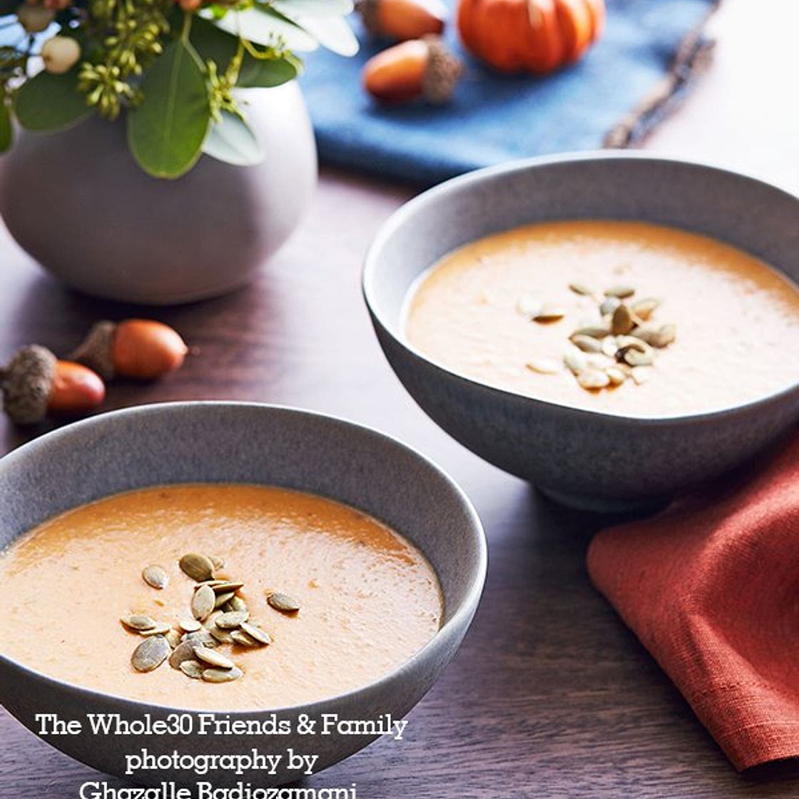 Whole30 Friendsgiving Recipe: Roasted Sweet Potato Soup from The Whole30 Friends & Family