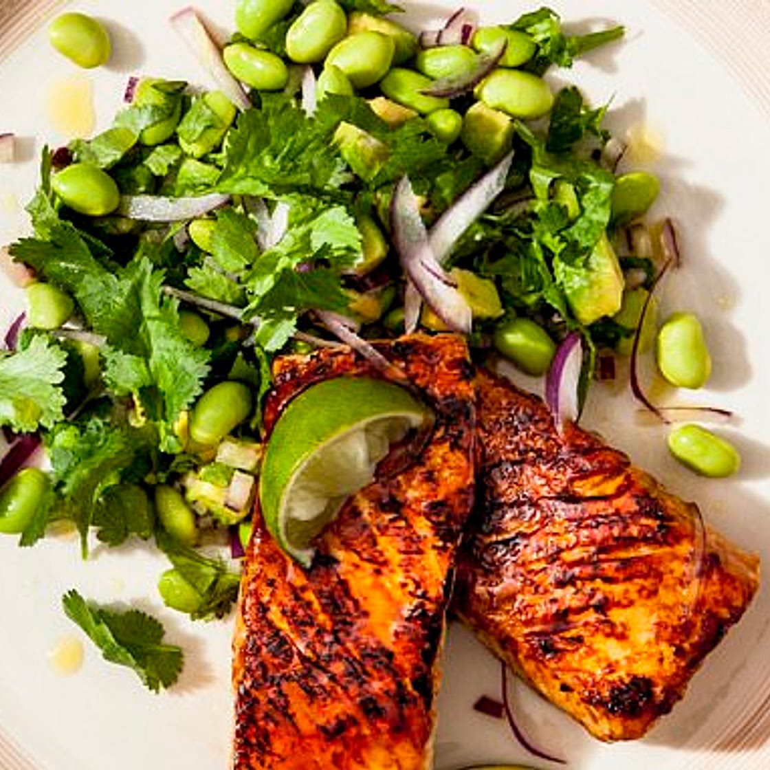 Teriyaki Salmon with Edamame Bean Salsa