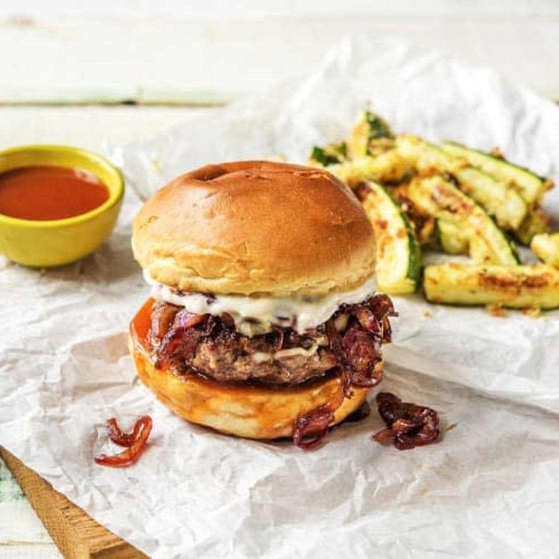 Melty Monterey Jack Burgers with Zucchini Fries