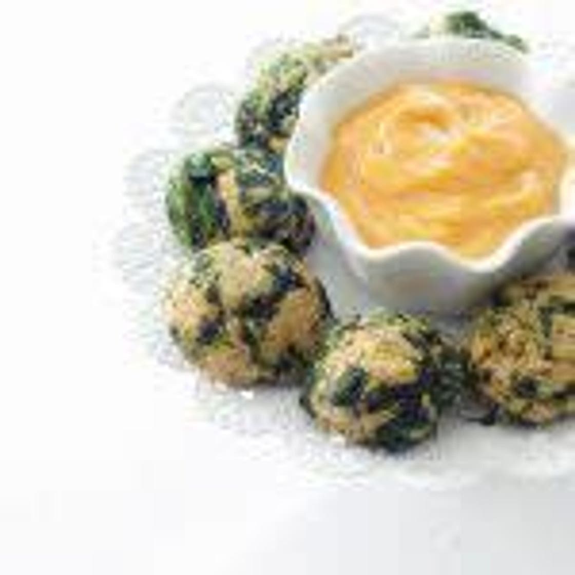 Baked Spinach Balls with mustard sauce