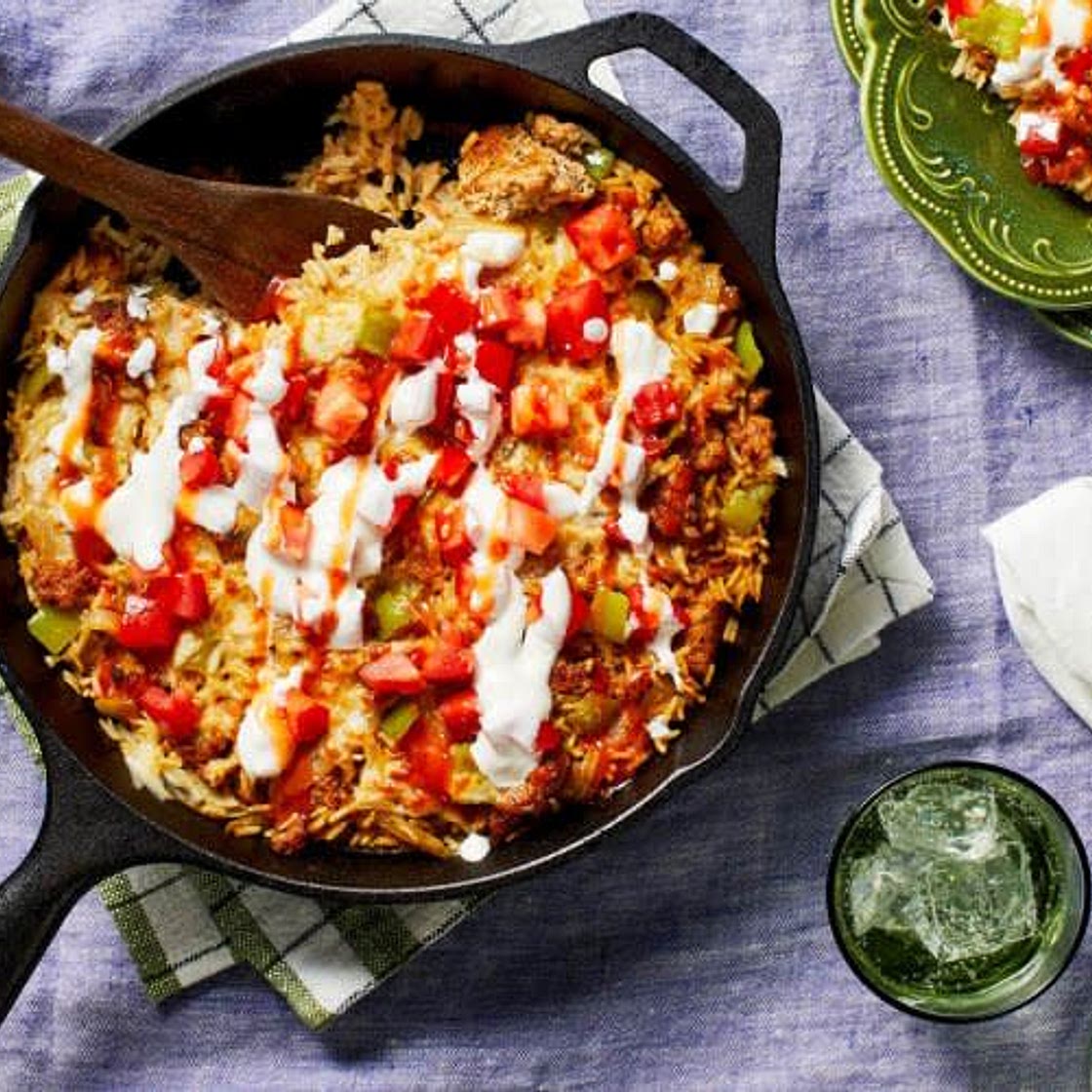 Southwest Chicken Sausage and Rice Skillet