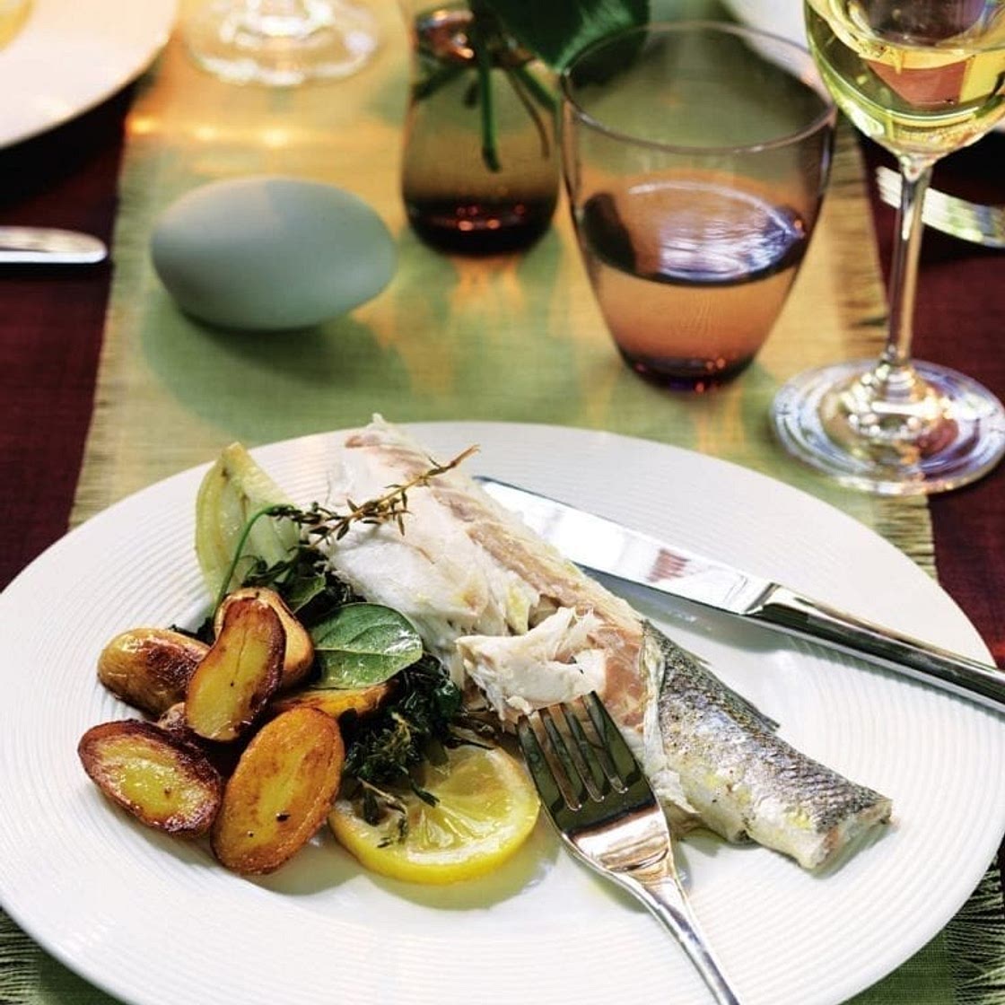 Fennel, lemon and dill baked sea bass