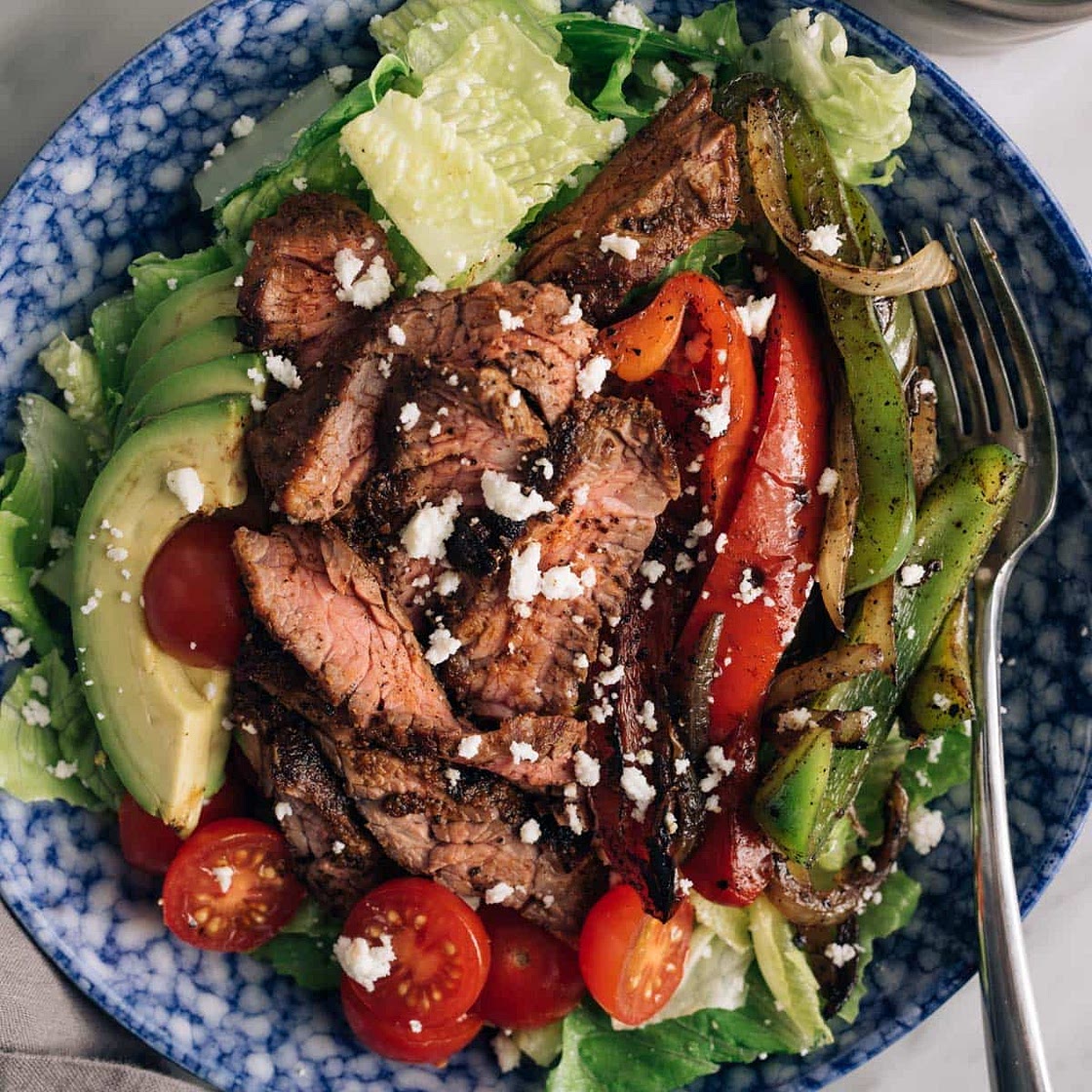 Fajita Steak Salad with Cilantro Lime Vinaigrette
