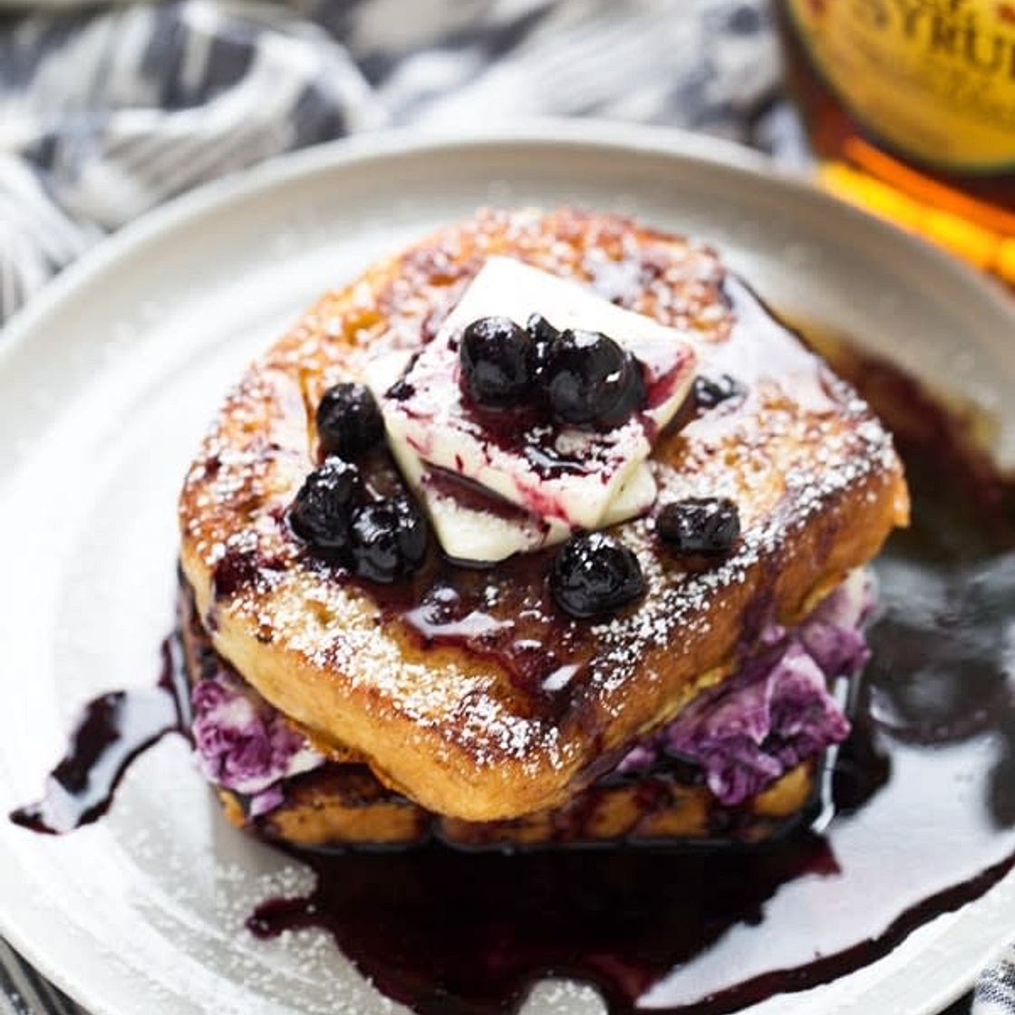 Blueberry Cream Cheese Stuffed French Toast