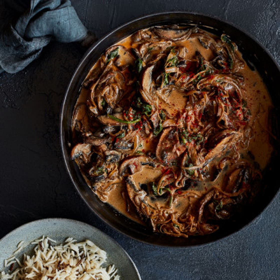 Mushroom & spinach stroganoff
