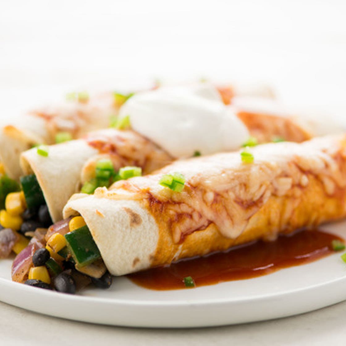 Black Bean Enchiladas with poblano pepper