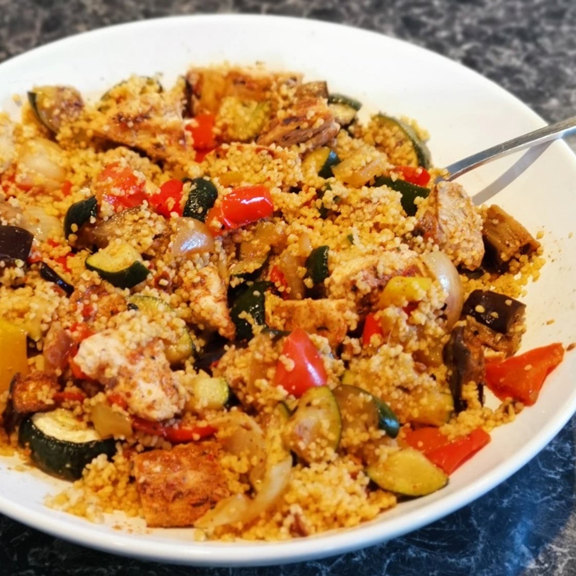 Cajun chicken and veg couscous