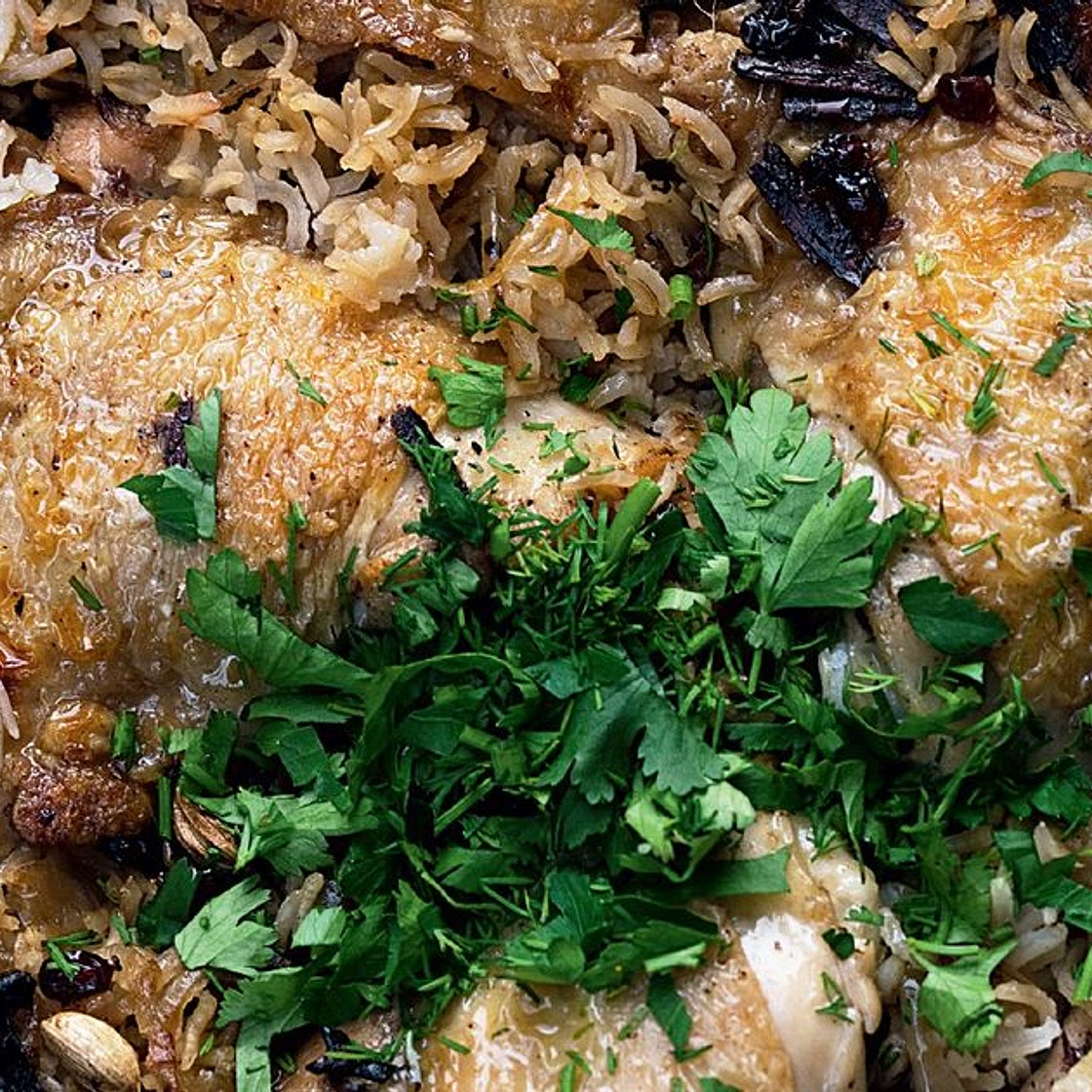 Chicken with Caramelized Onion & Cardamom Rice