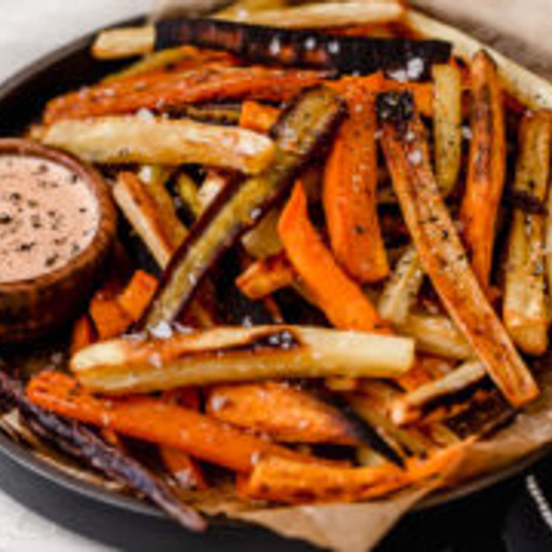 Garlic Roasted Root Vegetable Fries