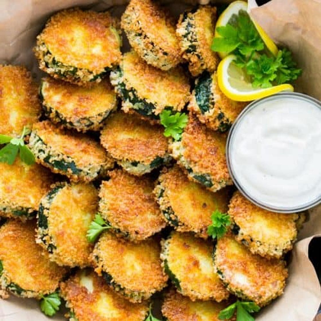 Crisp Zucchini Bites with Garlic Aioli Dip