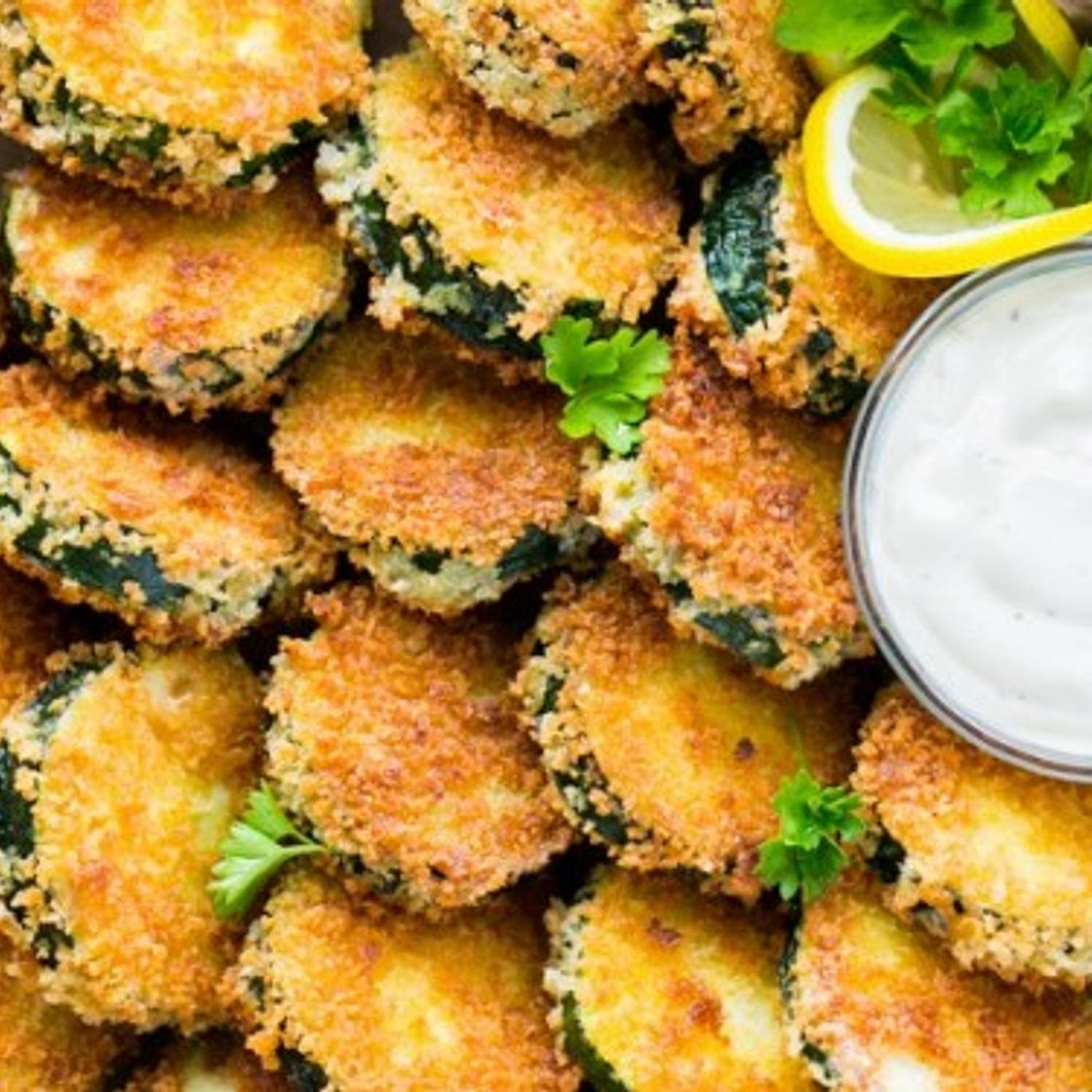 Crisp Zucchini Bites with Garlic Aioli Dip