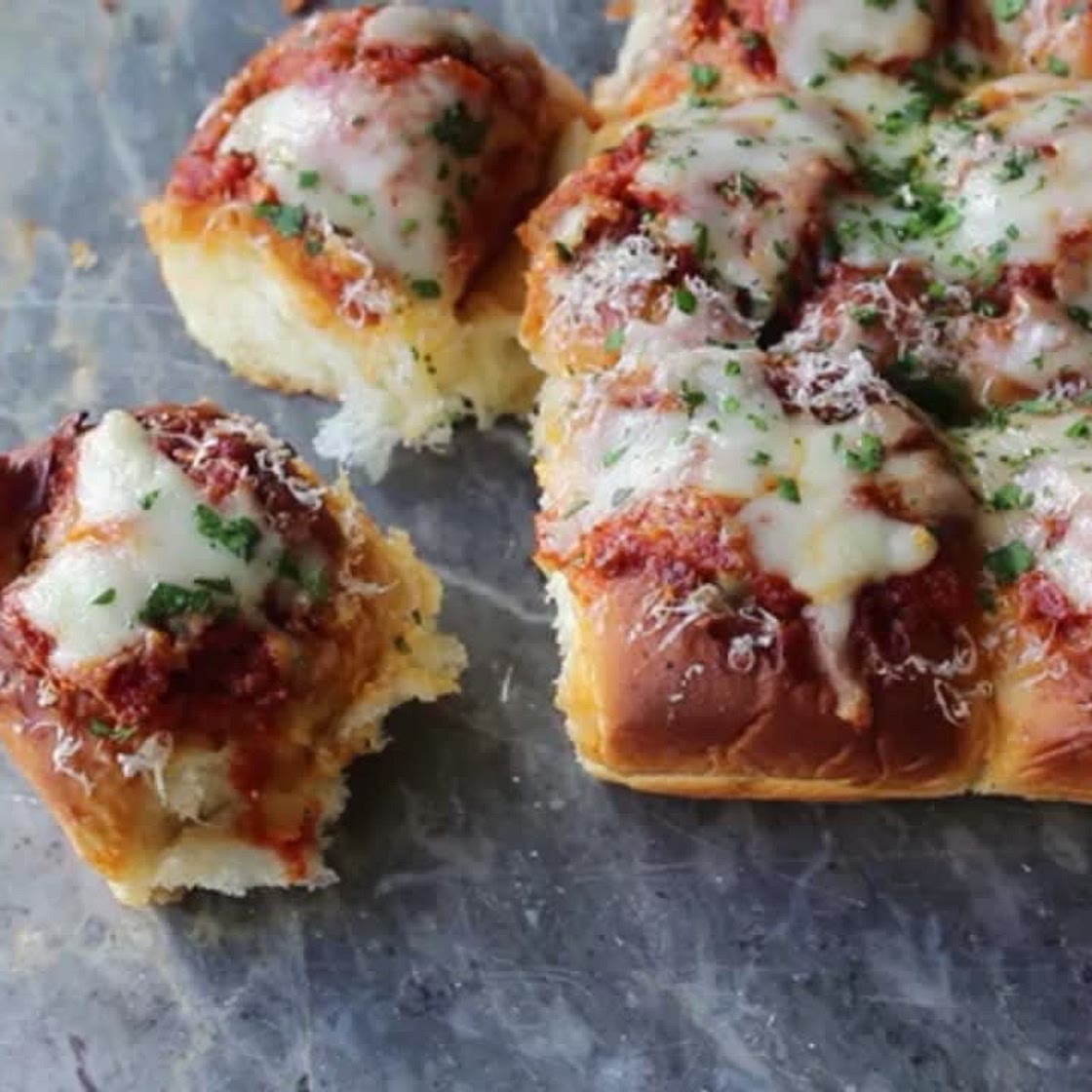 Meatball-Stuffed Garlic Bread Sliders!