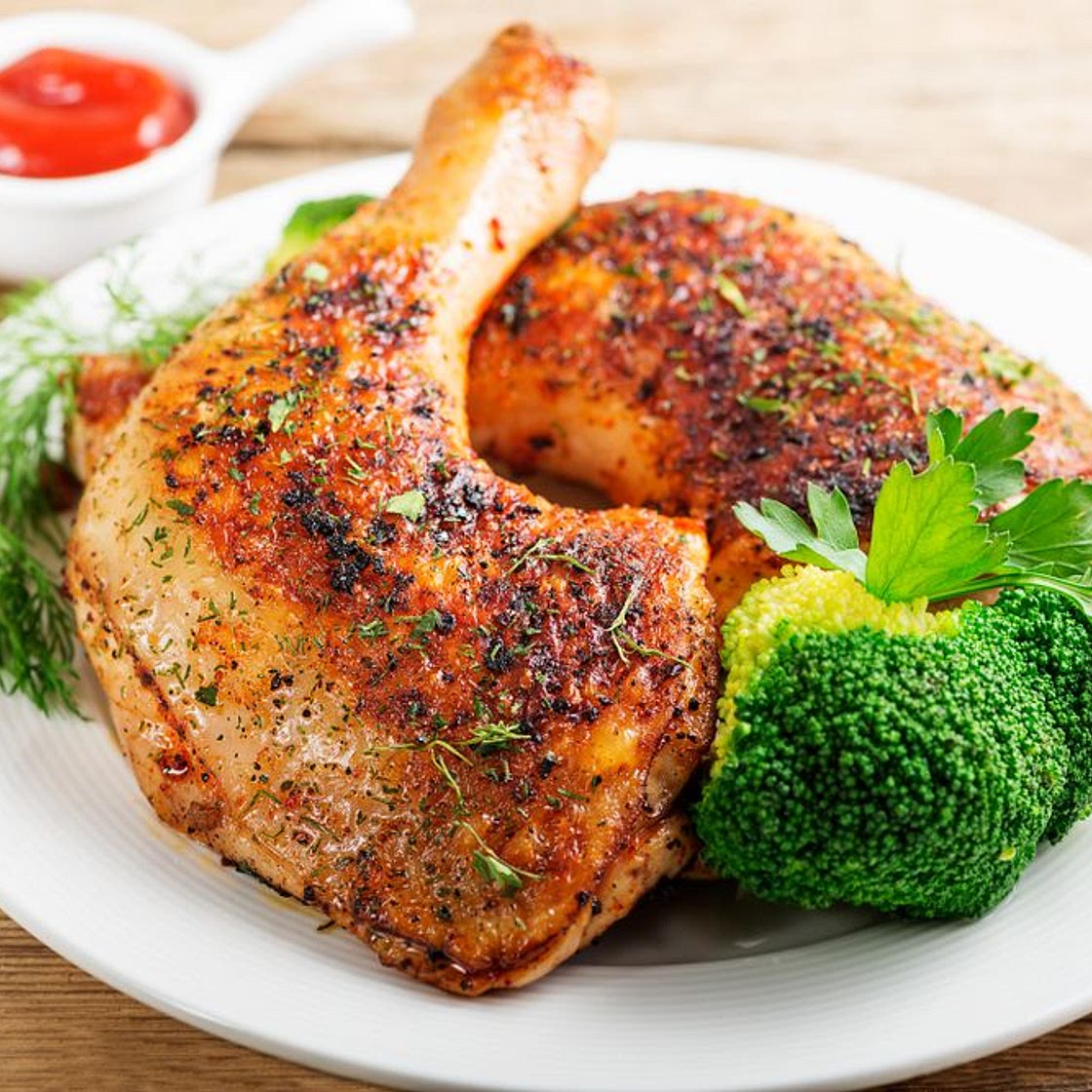 Sobrecoxa de frango assada