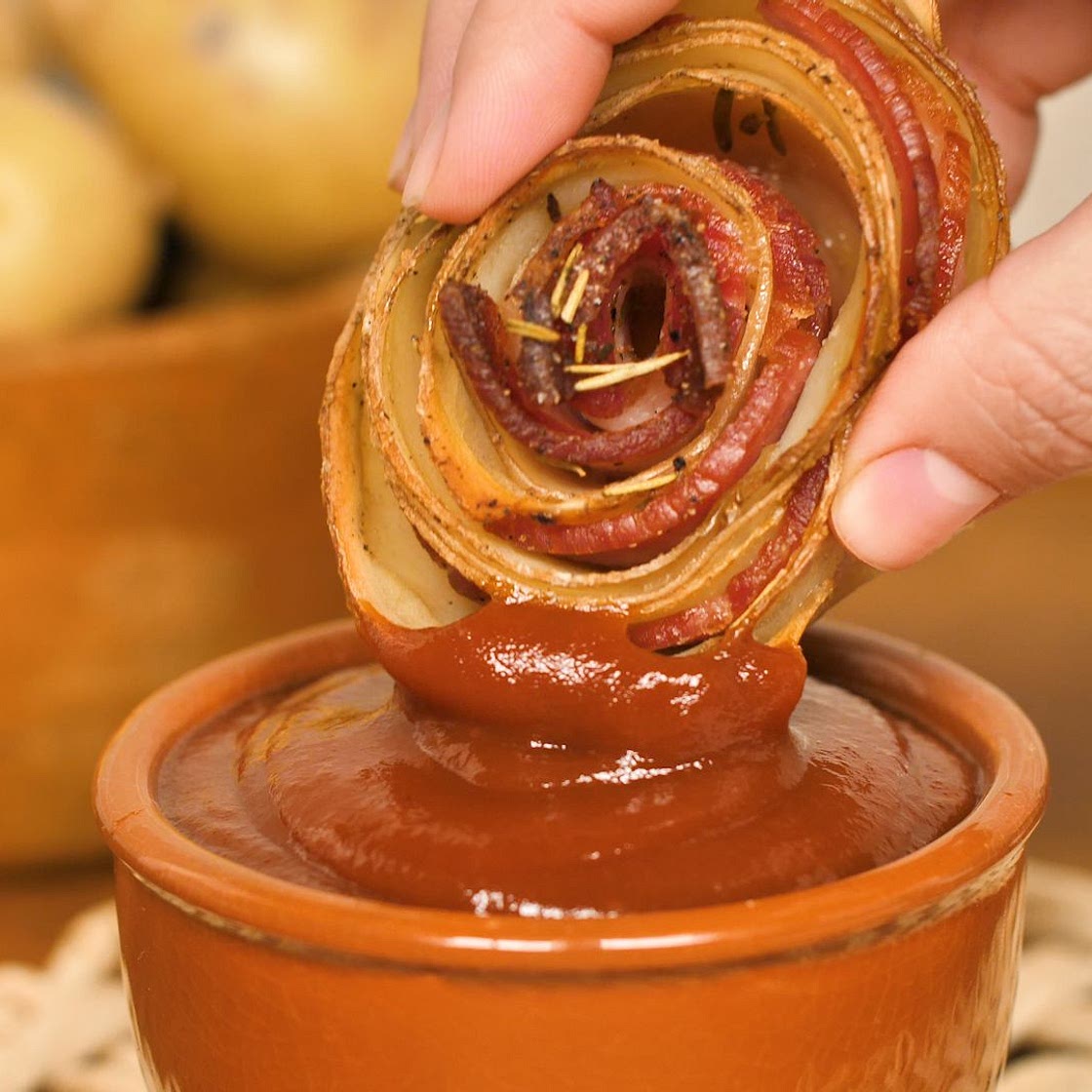Flor de batata com bacon