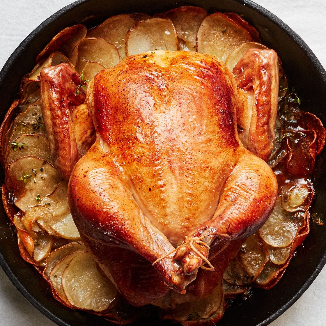Cast-Iron Roast Chicken with Crispy Potatoes