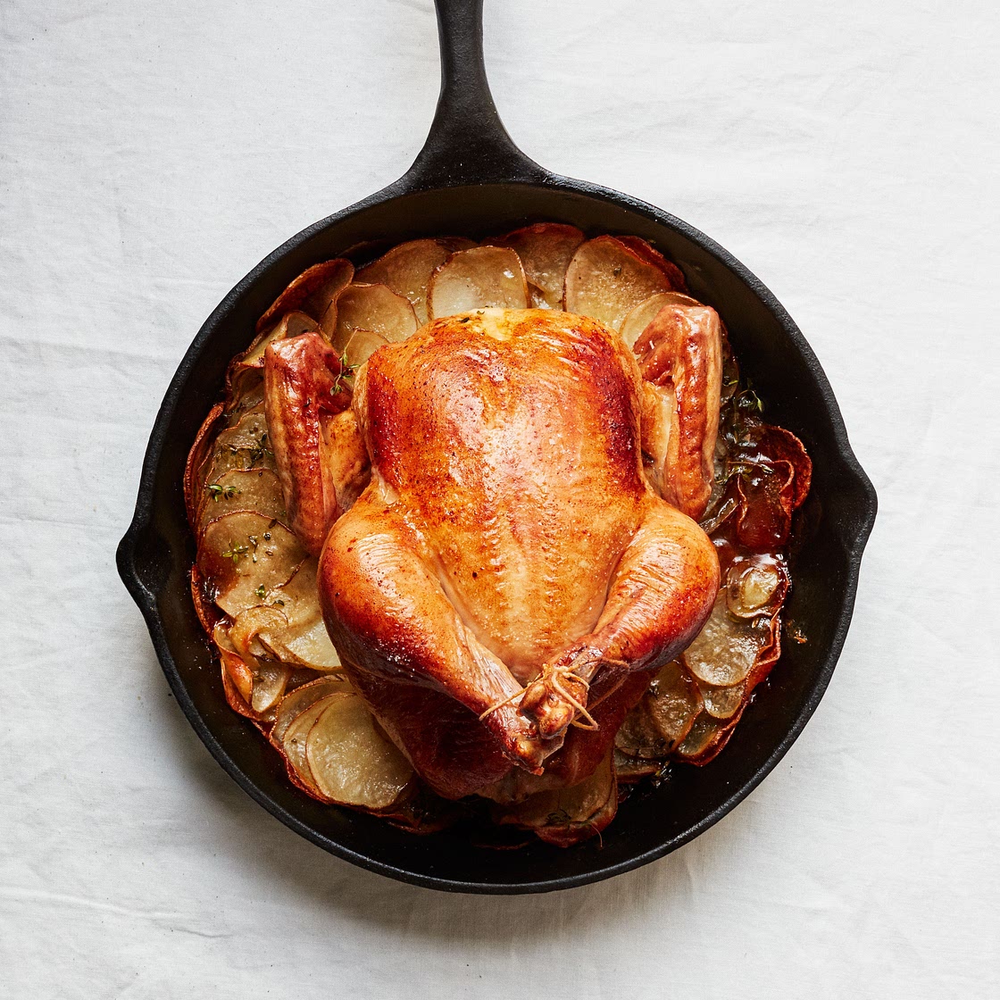 Cast-Iron Roast Chicken with Crispy Potatoes