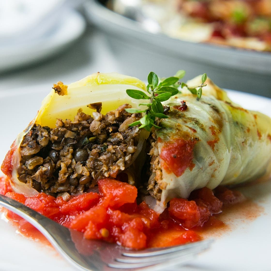 Mushroom Stuffed Cabbage Rolls