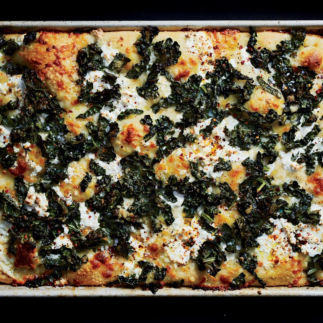 Spicy Tuscan Kale and Ricotta Grandma Pie
