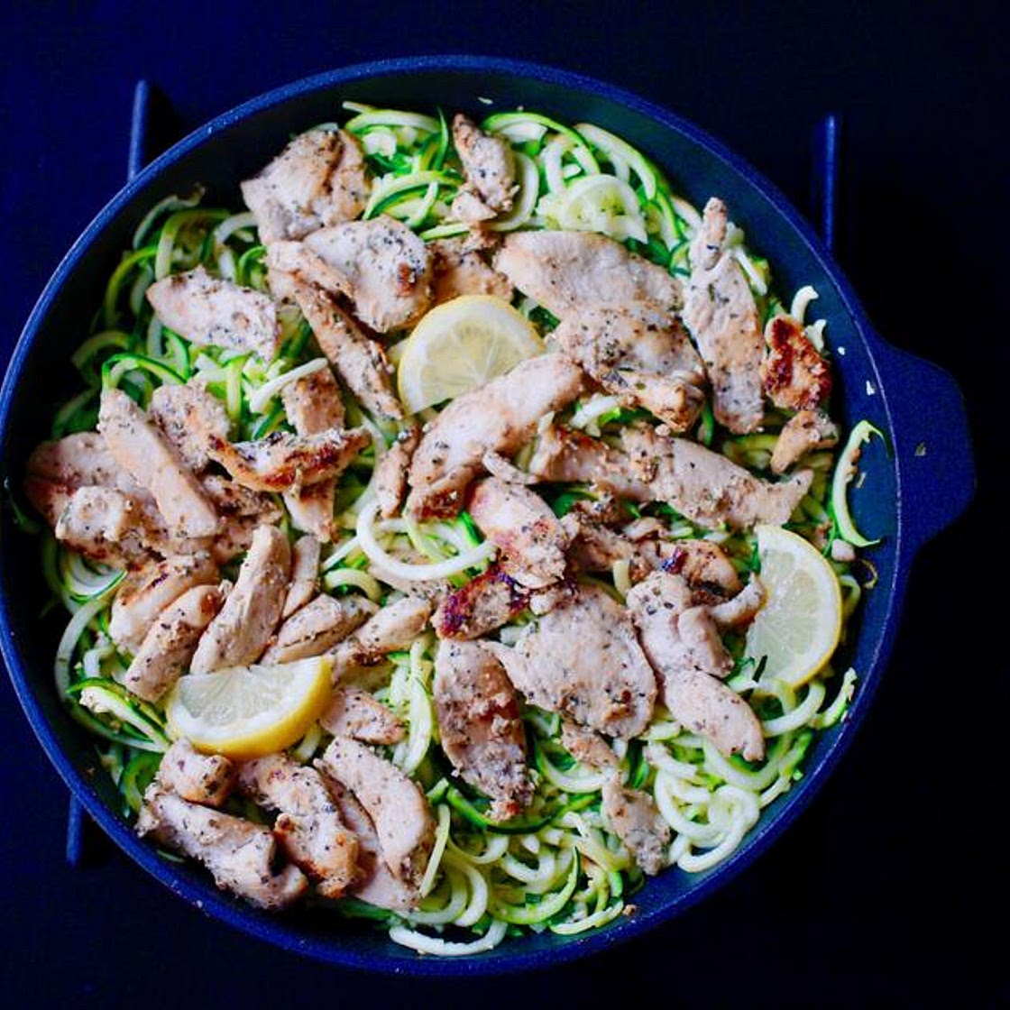 Lemony Chicken Scampi and Zucchini Noodles- a Lean and Green Meal