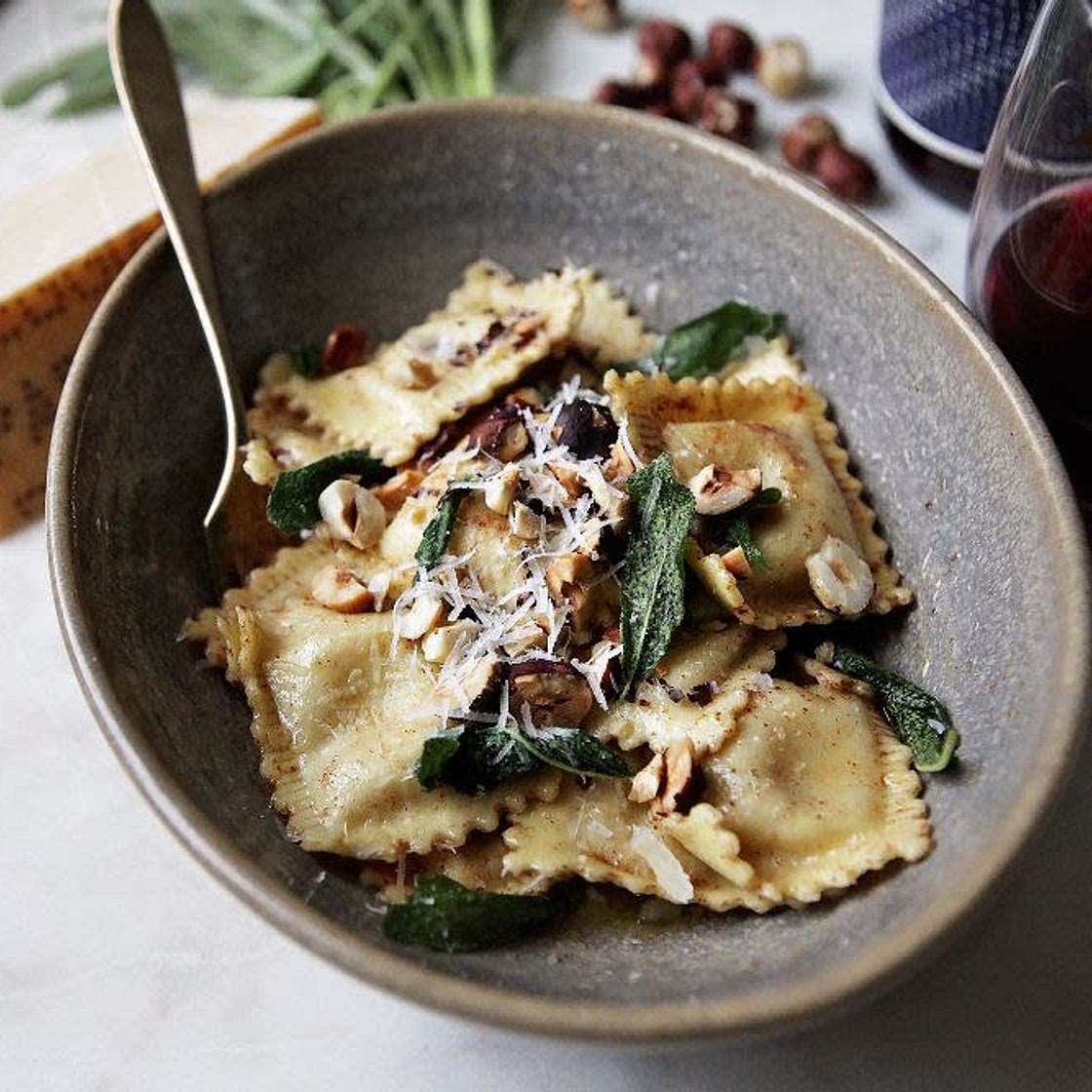Squash Ravioli with Brown Butter Sage Sauce