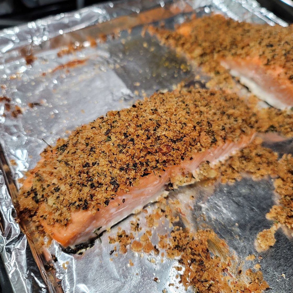 Baked Salmon with Creamy Herb Sauce