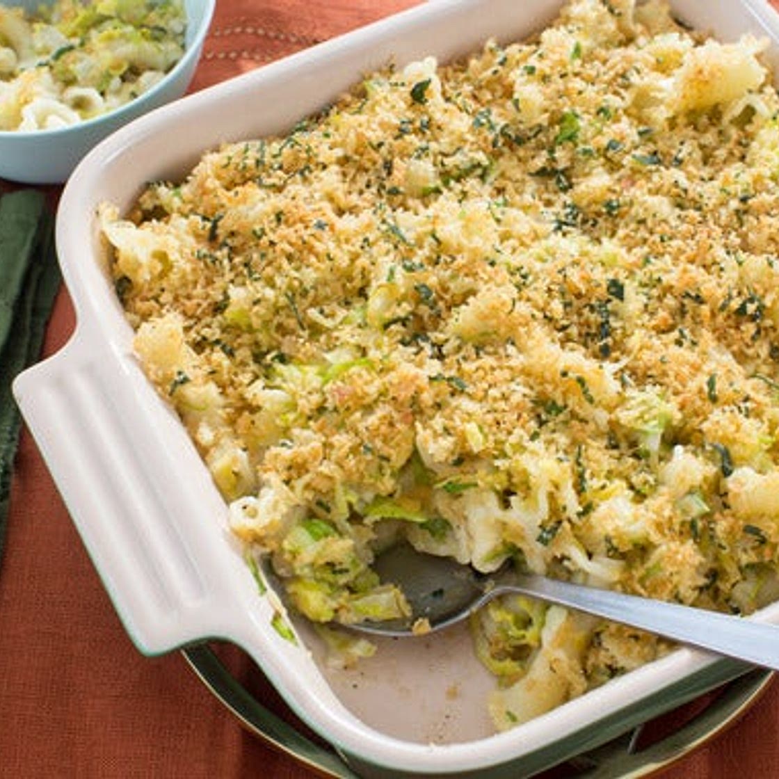 Baked Fontina Pasta with Brussels Sprouts & Sage Breadcrumbs