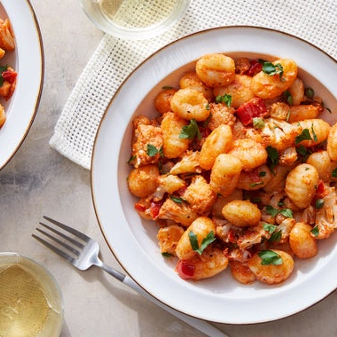 Spicy Tomato Gnocchi with Roasted Cauliflower