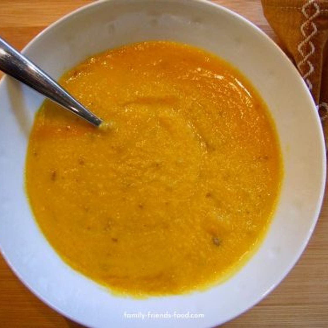 Roasted butternut squash and red lentil soup