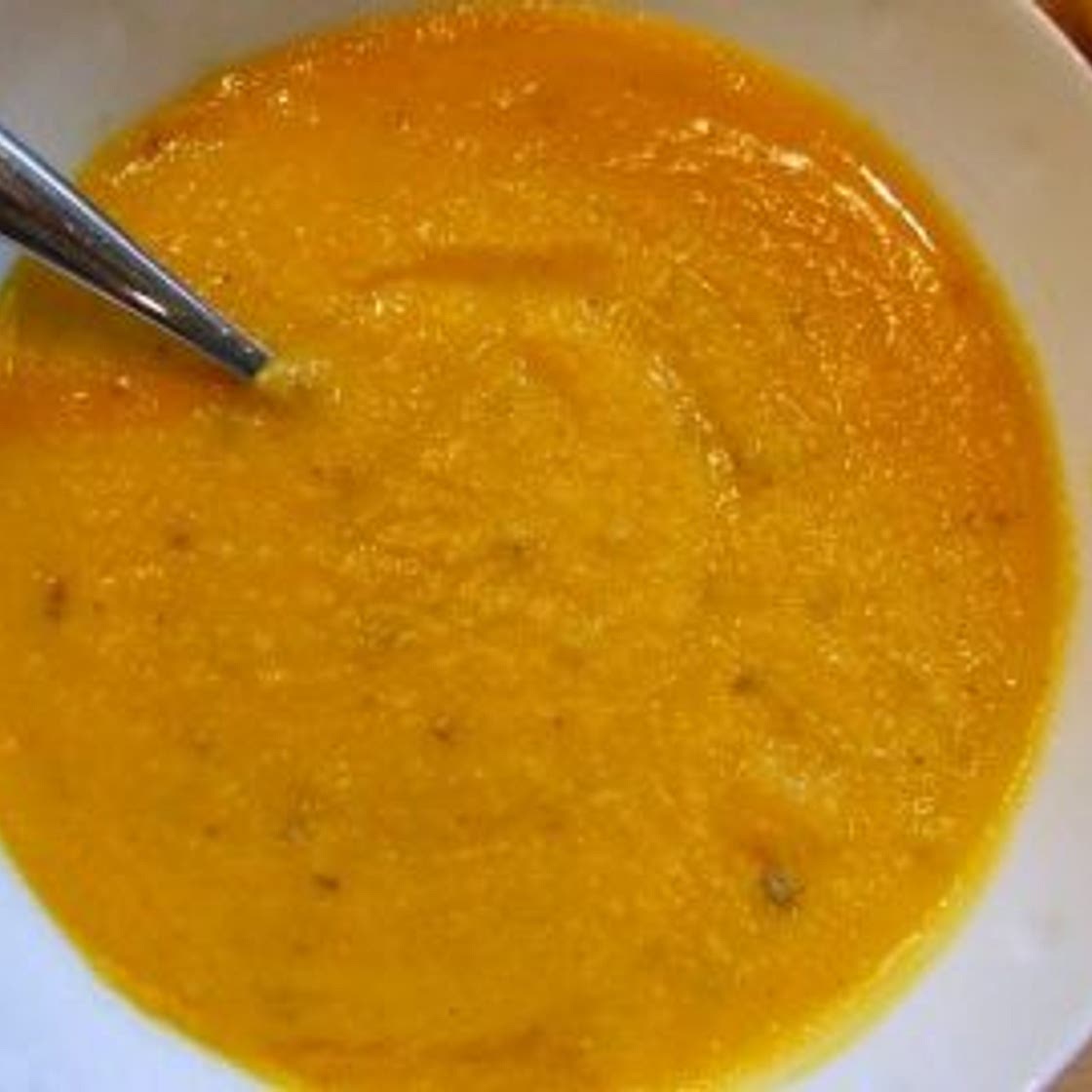 Roasted butternut squash and red lentil soup