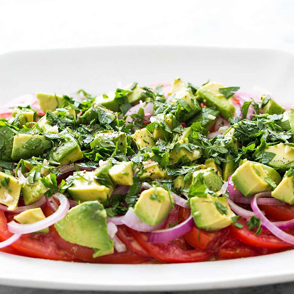 Tomato, Onion, Avocado Salad