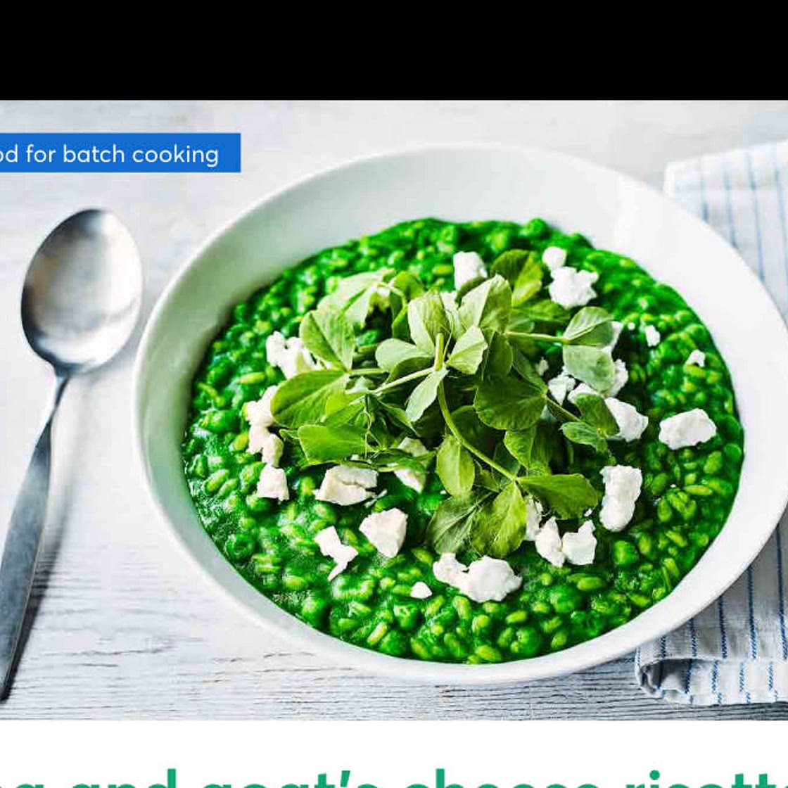 Pea and goats cheese risotto 