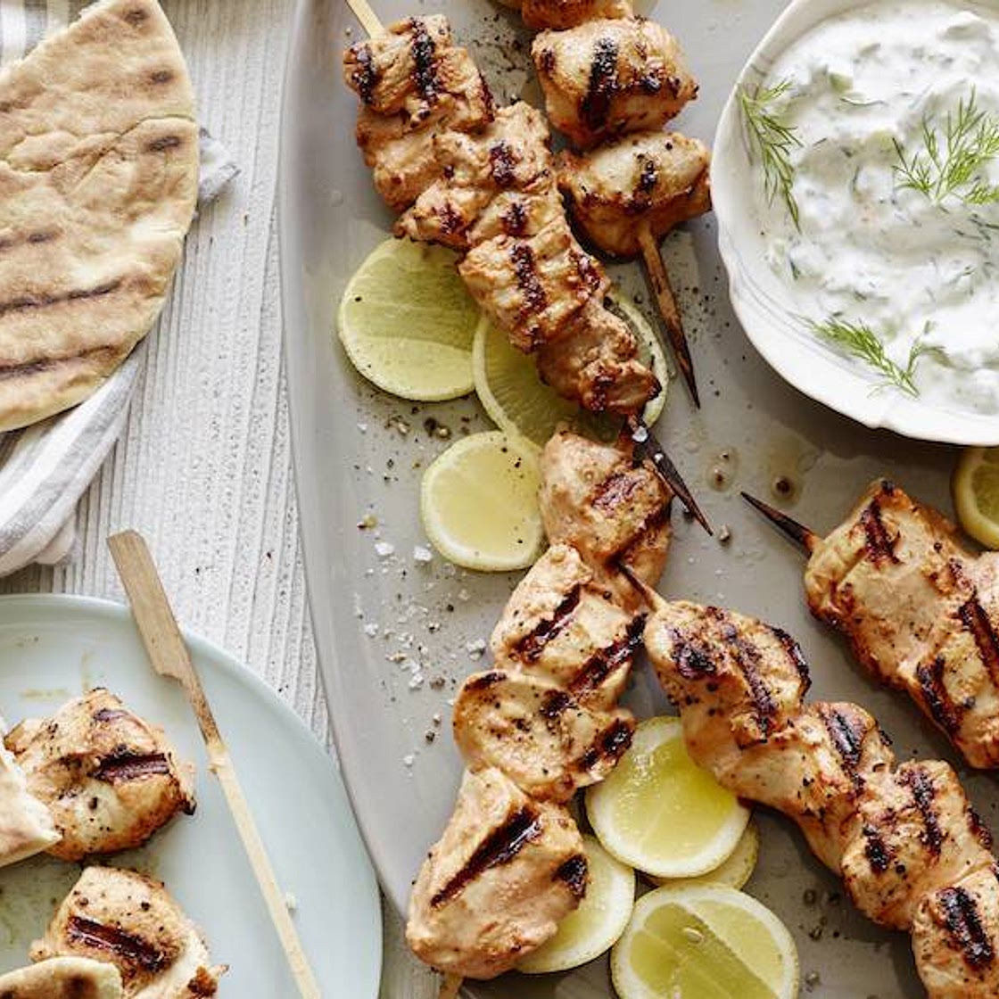 Yogurt Marinated Grilled Chicken Skewers