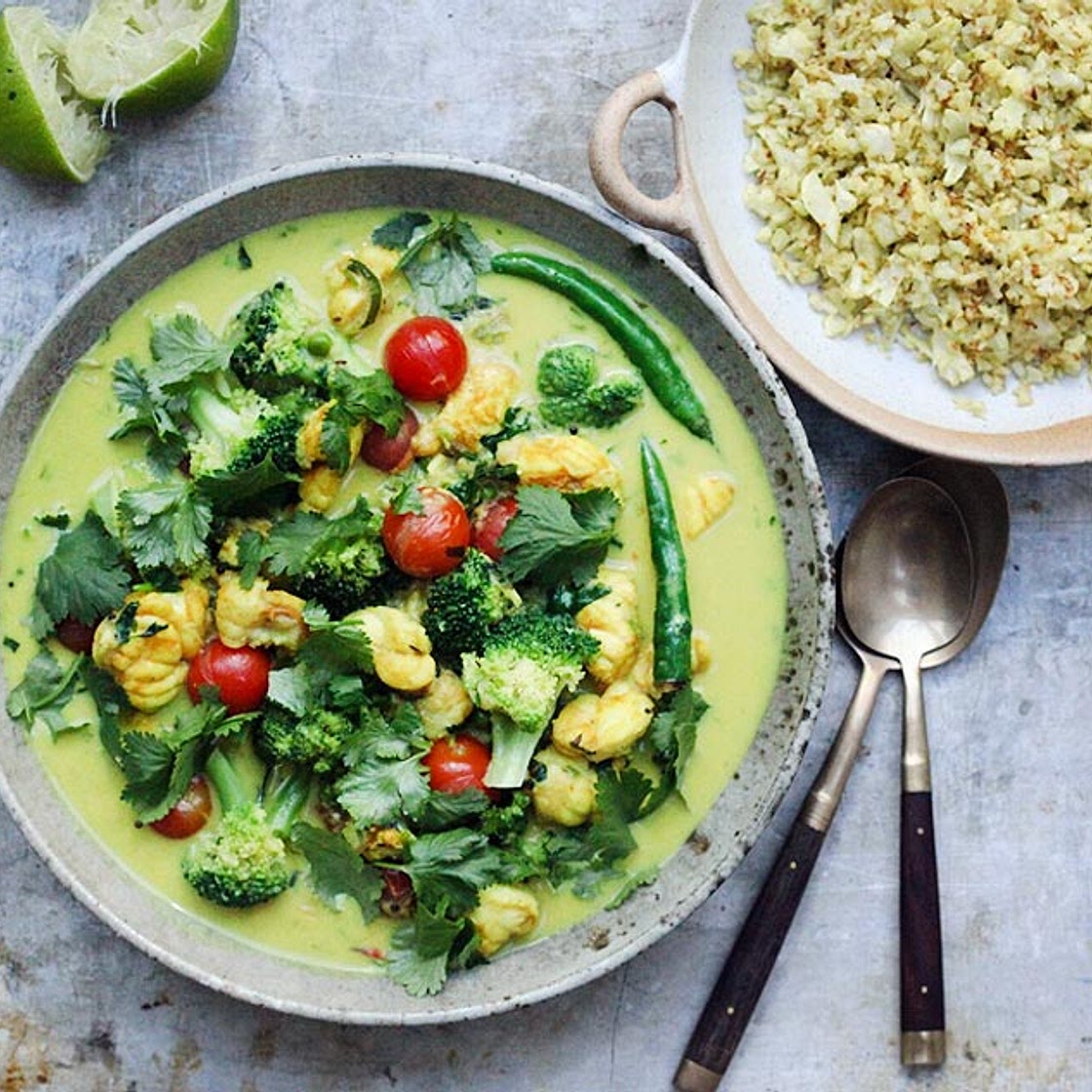 Fragrant Golden Monkfish Curry & Cauliflower Rice - amelia freer
