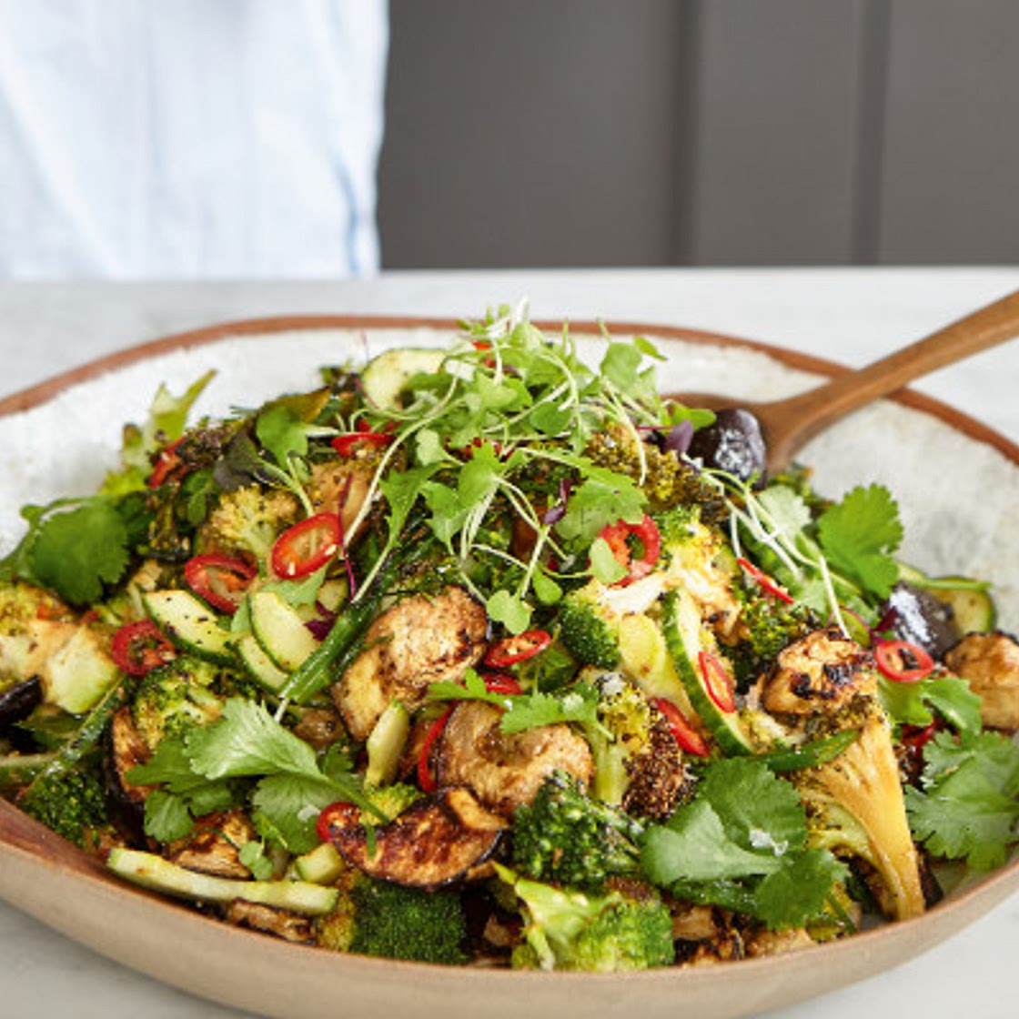Deliciously Ella's spicy miso aubergine & broccoli salad